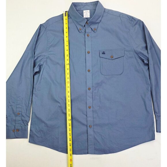 Brooks Brothers Regent Fit Size XL Mens Slate Blue Pocket Logo Button Down Shirt - Picture 8 of 8